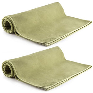 MEGALOVEMART Set of 2 Super Absorbent 15" x 24" Suede Non Slip Microfiber Sports & Hot Yoga Gym Towels - Green