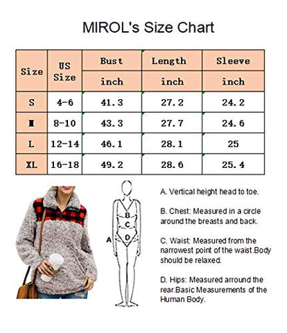 Image of MIROL Women's Long Sleeve 1/4 Zipper Pullover Sherpa Fleece Winter Oversized Outwear Sweatshirt Coat with Pockets (S, Plaid Brown)