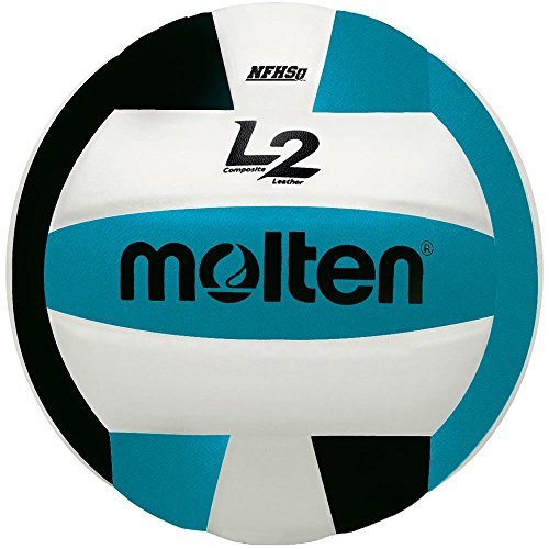 Molten Premium Competition L2 Volleyball, NFHS Approved, black/Aqua/White, Official