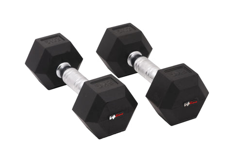 Image of Lifeline 1 Kg Hexa Dumbbell Set Ideal for Home Gym Exercise Workout for Men & Women, Cast Iron Rubber Coated Encased, Perfect for Home Fitness- Pack of 2