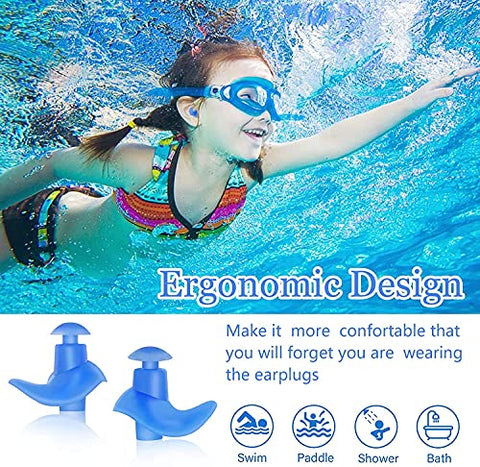 Image of Xianco 1 Pair Swimmers Earplugs with Double Waterproof and Sound Hole Design Ear Plugs for Swimming Showering Bathing Surfing Snorkeling for Adult & Children