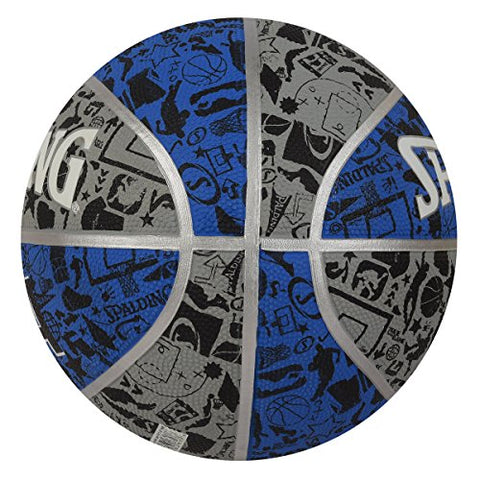 Image of Spalding Graffite Rubber Basketball (Color: Grey/Blue/Black, Size: 7