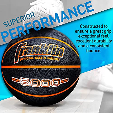 Image of Franklin Sports 5000 Official Size 29.5" Basketball - Black/Orange