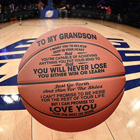 Image of GadgetsTalk Engraved Basketball Gift - You Will Never Lose - Unique Gifts for Your Grandson