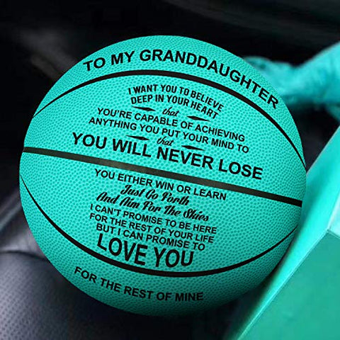 Image of K KENON Customized Engraved Basketball Personalized Basketball for Daughter Son Granddaughter Wife Husband Birthday You Will Never Lose (for Granddaughter)