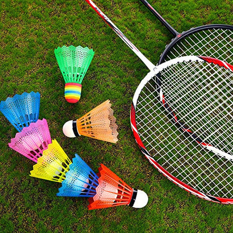 Image of 12 Pieces Nylon Feather Shuttlecocks Sports Shuttlecocks Training Badminton Birdies Balls with Storage Box for Ball Training Exercise Gym Fitness Game (Multi-Color)