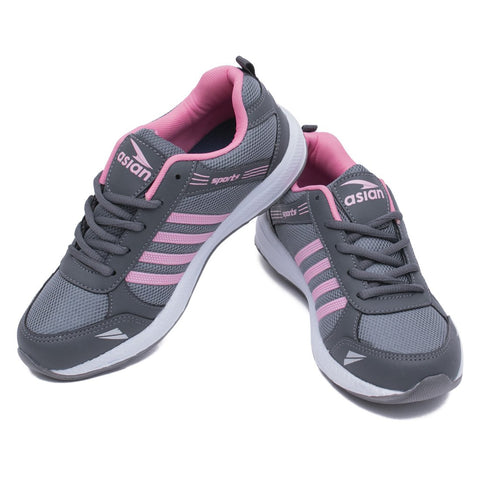 Image of ASIAN Fashion-13 Grey Pink Running Shoes,Gym Shoes,Canvas Shoes,Training Shoes,Sports Shoes for Women UK-6