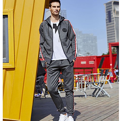 MANTORS Men's Hooded Athletic Tracksuit Full Zip Casual Jogging Gym Sweat Suits Darkgray-S