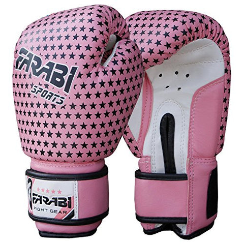 Image of Farabi Boxing Gloves Kids Junior Muay Thai Kick Boxing Training MMA Punching Bag (4OZ, Star Pink)