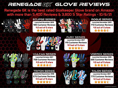 Image of Renegade GK Talon Cyclone 2 Goalie Gloves with Pro-Tek Fingersaves | 4mm Hyper Grip & Duratek | Black, Orange, Blue Soccer Goalkeeper Gloves (Size 5, Kids, Boys, Girls, Roll Cut, Lvl 3)