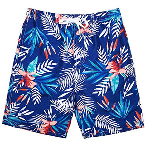 Kute 'n' Koo Boys Swim Trunks, UPF 50+ Quick Dry Boys Swim Shorts for Big Boys and Toddlers, Size from 2T to 18/20 (2T, Tropical Leaf)