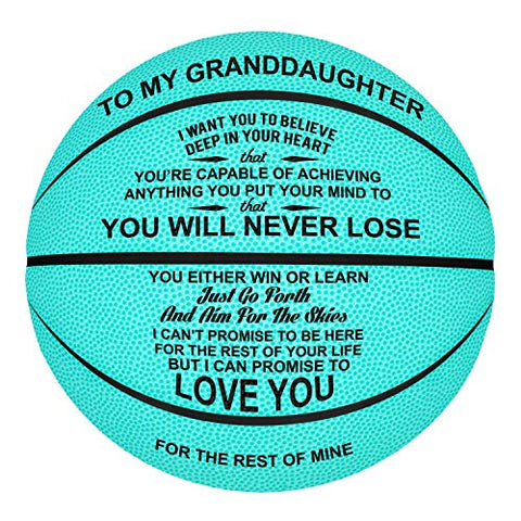 Image of K KENON Customized Engraved Basketball Personalized Basketball for Daughter Son Granddaughter Wife Husband Birthday You Will Never Lose (for Granddaughter)