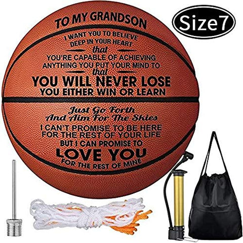Image of GadgetsTalk Engraved Basketball Gift - You Will Never Lose - Unique Gifts for Your Grandson