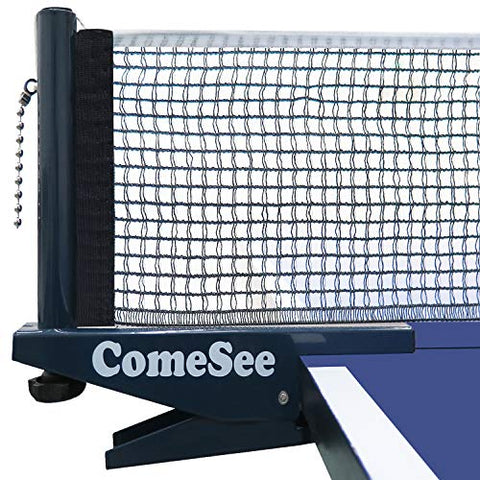 Image of Comesee Ping Pong Net Set Table Tennis Table Post Professional Spring Activated Clamp with Net Clip Insert, 1.65 Inch Width Grip Holder, Tension and Height Adjustable Easy Set Up (Navy)