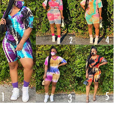Image of Womens Sexy Plus Size 2 Piece Sports Outfit Set Shirt Bodycon Short Pants Joggers Clubwear Tracksuit Sportswear Set Green 3XL