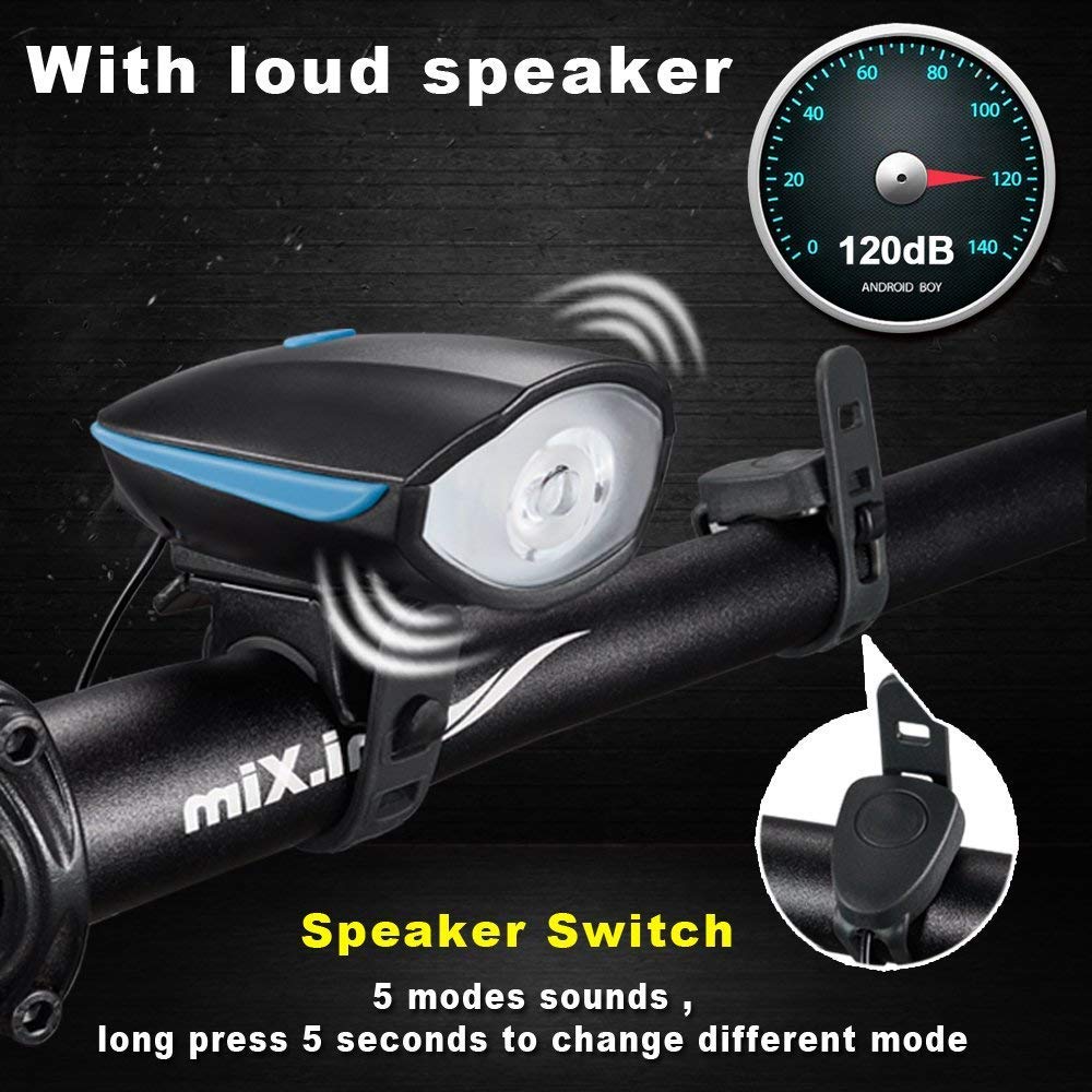 Inditradition Bicycle Bike LED Headlight and Horn | 2 in 1 Waterproof Device | 140 DB Sound, 250 Lumen Light