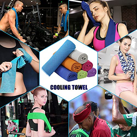 Image of SYOURSELF 4 Pack Cooling Towels for Instant Relief-Cool Bowling Fitness Yoga Towel -40"x12" Use as Cooling Neck Headband Bandana Scarf,Stay Cool for Travel Camping Golf Football&Outdoor Sports(Blue)