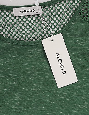 Image of AxByCzD Athleisure Wear for Women,Ladies Soft Breathable Cool Moisture Wicking Keyhole Mesh Stitching Yoga Gym Tank Tops Abrasion Resistant Exercise Sports Jogging Pilates Casual Shirts Green Large