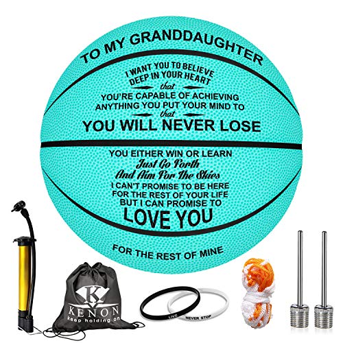 K KENON Customized Engraved Basketball Personalized Basketball for Daughter Son Granddaughter Wife Husband Birthday You Will Never Lose (for Granddaughter)