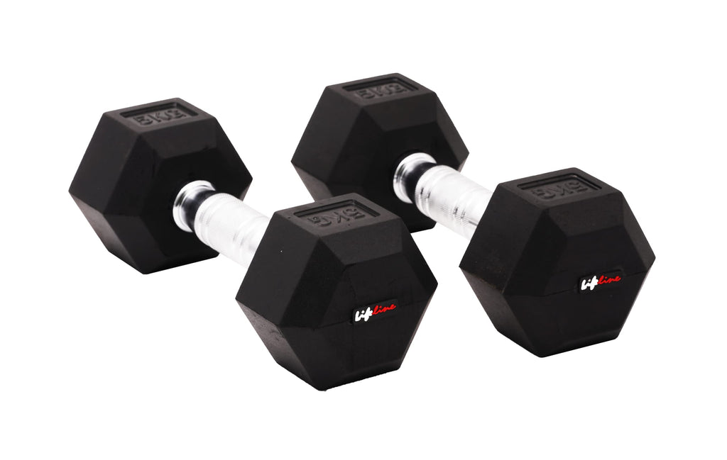 Lifeline 20 Kg Hexa Dumbbell Set Ideal for Home Gym Exercise Workout for Men Women, Cast Iron Rubber Coated Encased, Perfect for Home Fitness- Pack