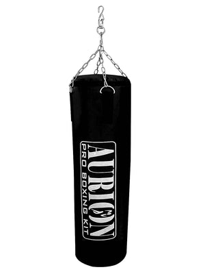 AURION Rex Leather Unfilled Heavy Punch Bag Kickboxing Muay Thai with Hanging Chain (2, 3, 4, 5ft)