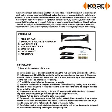 Image of Kore K-WM-CHINUP-BAR-SR-ABS Pull-Up Bar and Ab Strap Combo