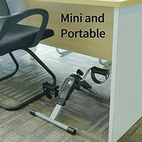 Image of Himaly Store Folding Pedal Exerciser Mini Exercise Bike Portable Foot Peddler Desk Bike Arm and Leg Peddler Machine with LCD Monitor , Silver