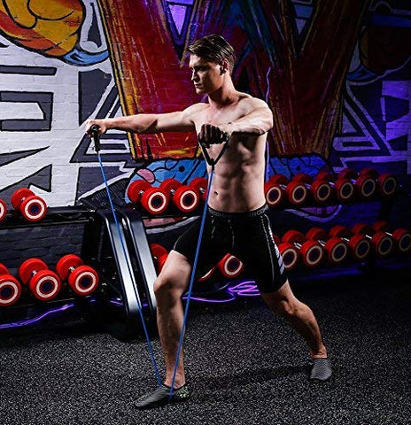 Image of JoyFit Resistance Tube, Toning Tube with Door Anchor for Exercise, Workout - Blue ( 7-10 KG )