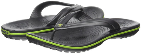 Image of crocs Unisex's Crocband Flip Graphite and Volt Green Flip-Flops-M9W11 (11033-0A1)