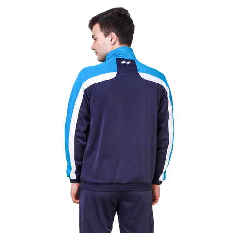 Image of Nivia Knitted 2405L4 Polyester Track Suit, Large (Navy Blue/Aqua Blue/White)