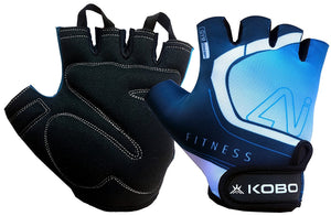 Kobo WTG-20 Lycra-Spandex Gym Gloves, Large (Blue)