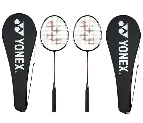 Image of Yonex GR 303 Aluminum Blend Badminton Racquet with Full Cover, Set of 2 (Black)