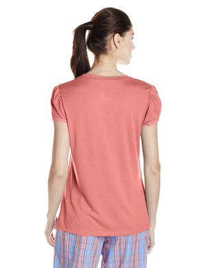 Jockey Women's Modal V - Neck T-Shirt (RX12-0105-PBLOS_Peach Blossom_Medium)