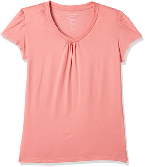 Jockey Women's Modal V - Neck T-Shirt (RX12-0105-PBLOS_Peach Blossom_Medium)