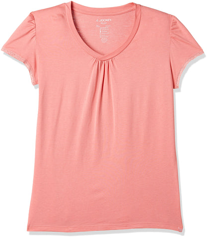 Image of Jockey Women's Modal V - Neck T-Shirt (RX12-0105-PBLOS_Peach Blossom_Medium)