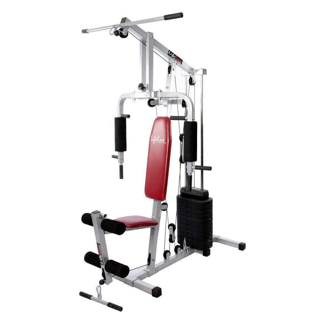 Lifeline Multi Station Home Gym 002 For Workout At Home Bundles With Chest Expander, Skipping Rope and Fitness Curve Bench 5501A || Available on EMI-IMFIT