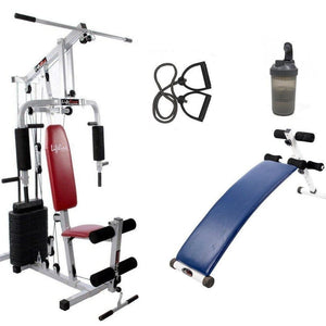 Lifeline All in One Fitness Home Gym 002 For Workout At Home Bundles With Resistance Band, Shaker Bottle and Exercise Curve Bench 5501A || Available on EMI-IMFIT