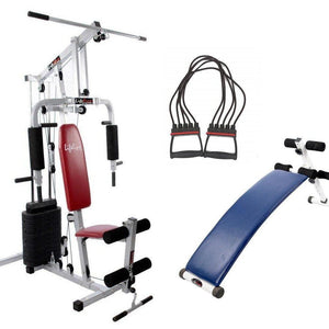 Full Gym Equipment - Lifeline Home Gym Set 002 Bundles With Chest Expander and Exercise Curve Bench 5501A