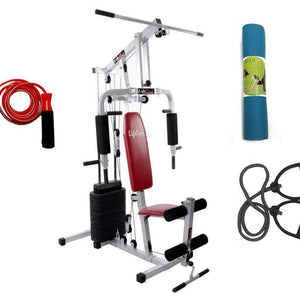 Lifeline Home Gym Machine 002 For Workout At Home Bundles With Resistance Band, Skipping Rope and Yoga Mat || Available on EMI-IMFIT