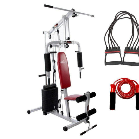 Image of Lifeline Small Home Gym Set 002 For Workout At Home Bundles With Chest Expander and Skipping Rope || Available on EMI-IMFIT