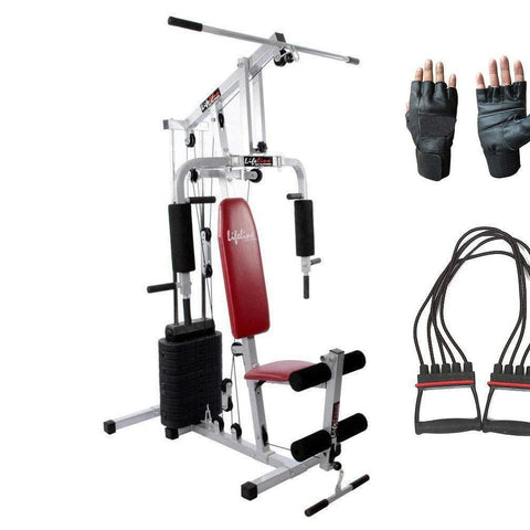 Image of Lifeline Home Gym Fitness Equipment 002 For Workout At Home Bundles With Chest Expander and Gym Gloves || Available on EMI-IMFIT