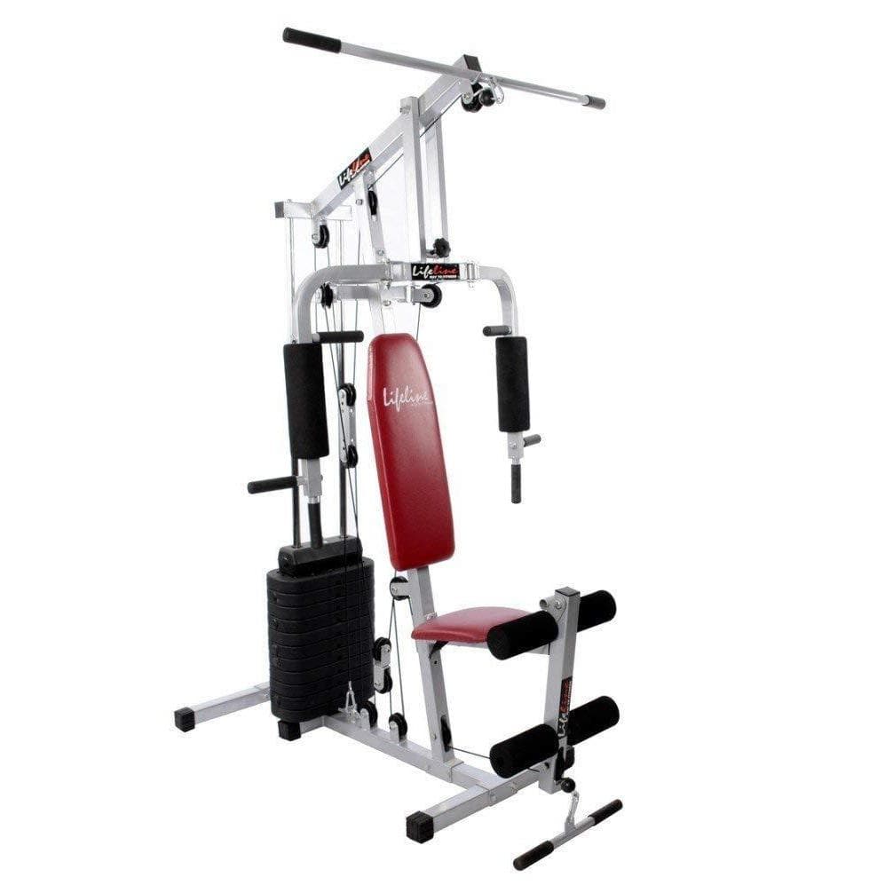 Lifeline Multi Station Home Gym 002 For Workout At Home Bundles With Chest Expander, Skipping Rope and Fitness Curve Bench 5501A || Available on EMI-IMFIT