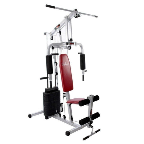 Image of Lifeline Multi Station Home Gym 002 For Workout At Home Bundles With Chest Expander, Skipping Rope and Fitness Curve Bench 5501A || Available on EMI-IMFIT