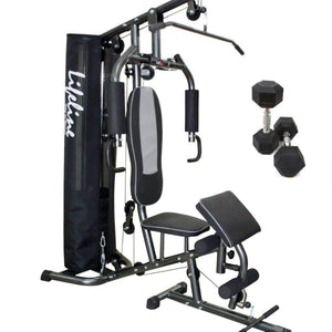 Home Gym Equipment Online - Lifeline Home Gym Machine Deluxe 005 Bundles With 5 Kg Dumbbell Pair