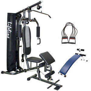 Lifeline Home Gym Set Deluxe 005 For Workout At Home Bundles With Chest Expander and Fitness Curve Bench 5501A || Available on EMI-IMFIT