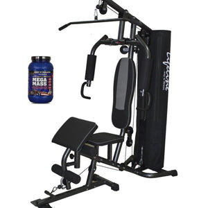 Lifeline Home Gym 005 Deluxe Bundles with Weider Mega Mass 4000 2.3 kg (Smooth Chocolate)-IMFIT