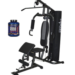 Lifeline Home Gym 005 Deluxe Bundles with Weider Mega Mass 4000 3.9 kg (Smooth Chocolate)-IMFIT