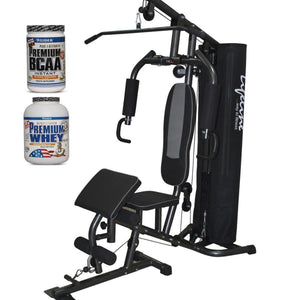 Lifeline Home Gym 005 Deluxe Bundles with Weider Premium whey Protein 2.3kg (Chocolate Nougat) and Weider Premium BCAA Powder 500GMs (Sunny Orange)-IMFIT