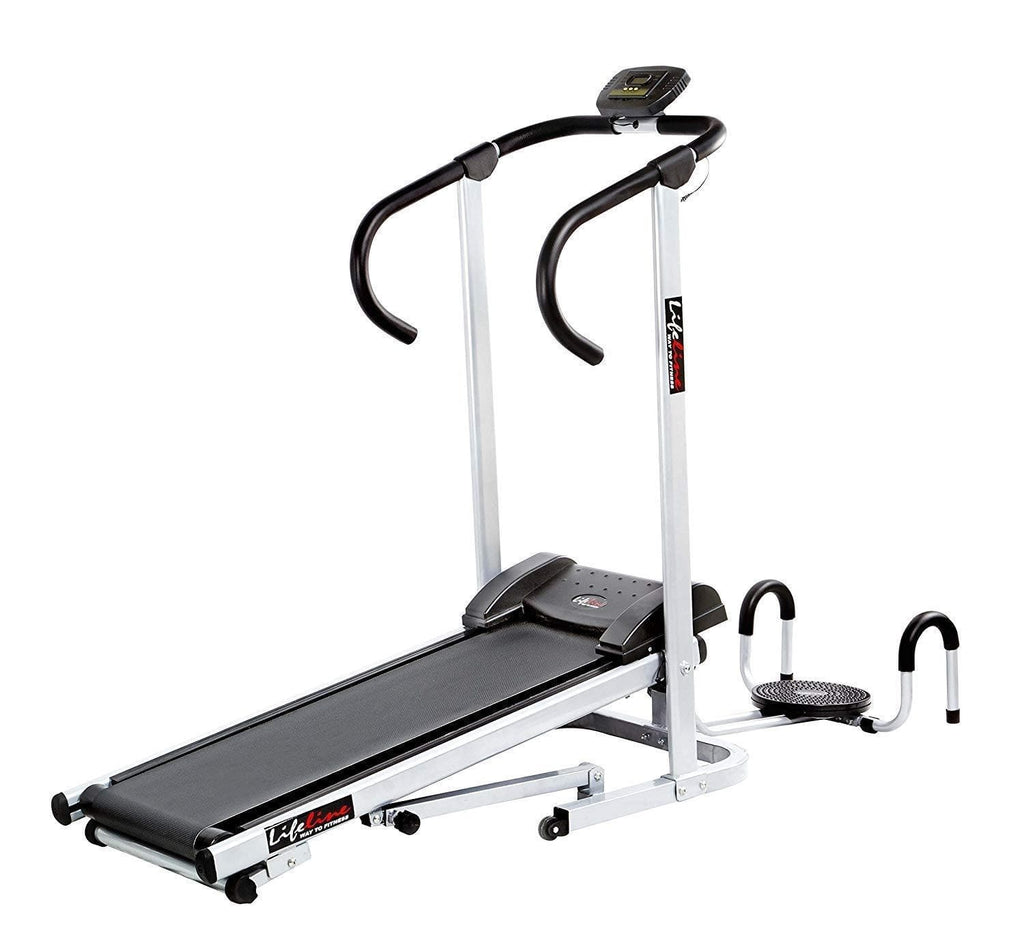 Manual Walking Machine - Lifeline Manual Treadmill with Twister and Push-up Wheel Running For Home use